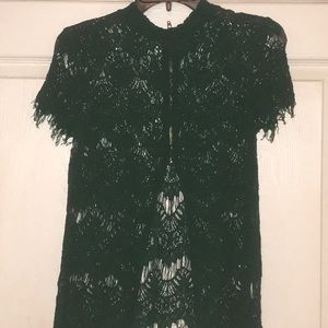 Green all lace top with zip up in back